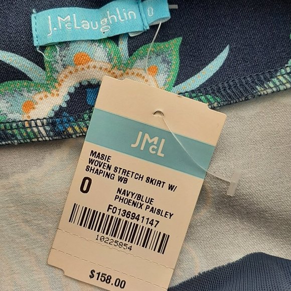 J. McLaughlin - Masie Woven Stretch Skirt in Blue Paisley - Size 0 - Picture 3 of 3
